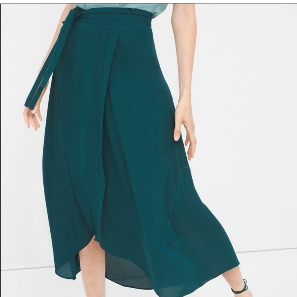 White House|Black Market Emerald Green Midi Skirt